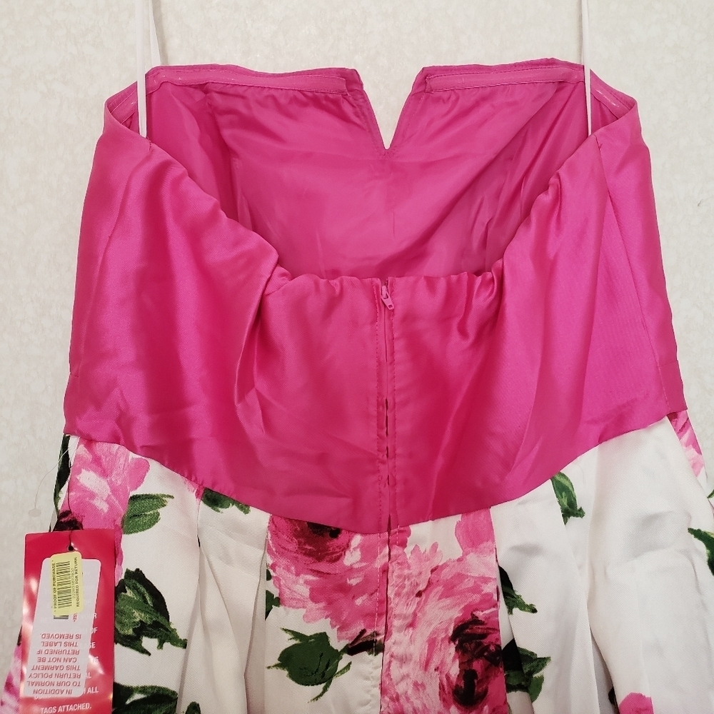 NEW FLORAL STRAPLESS DRESS SIZE:15 - Picture 5 of 12